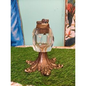 Vintage Hollywood Regency style Table lighter featuring cut crystal orb